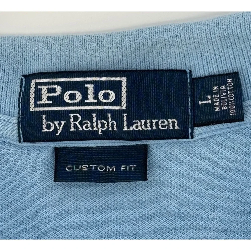 Polo Ralph Lauren Polo Shirt Men LargeBlue Custom Fit Short Sleeve Pony Logo
